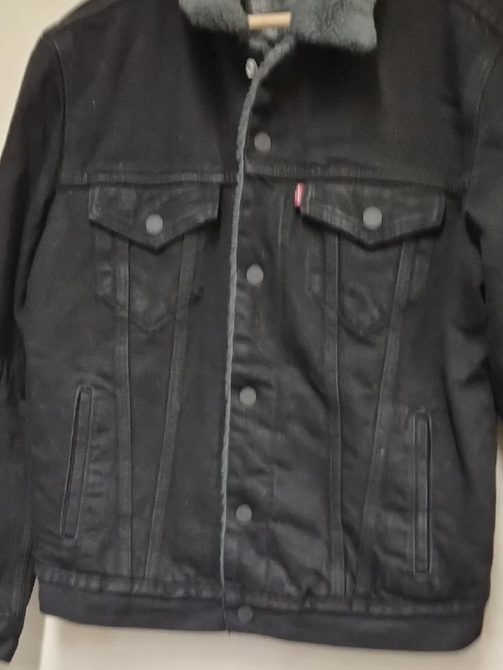Levi's Black Denim Sherpa Collar Jacket Size M